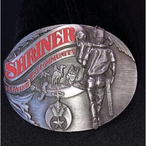 Vintage 1992 Shriner Serving the Community belt Buckle Pewter